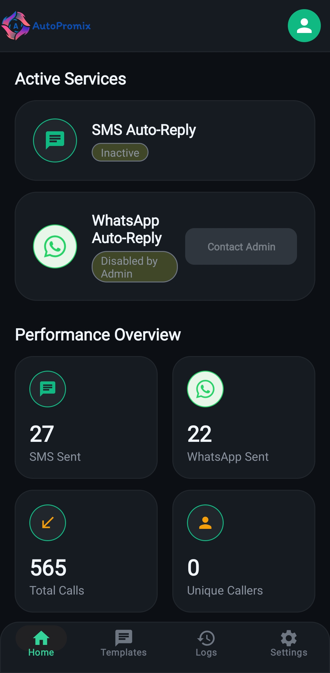 AutoPromix app dashboard